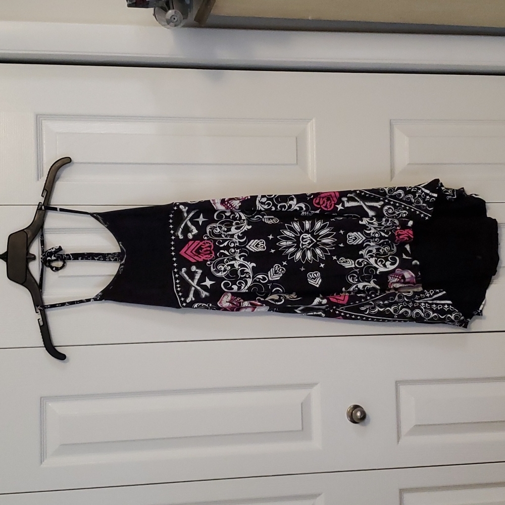 String Halter High Low Skull Metal Mulisha Dress